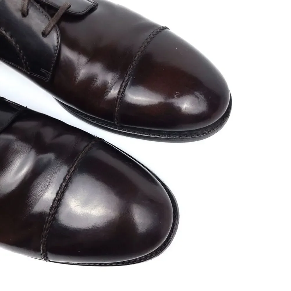 ERMENEGILDO ZEGNA Cap Toe Brown Leather Old Money Oxford Shoes 9 Quiet Luxury